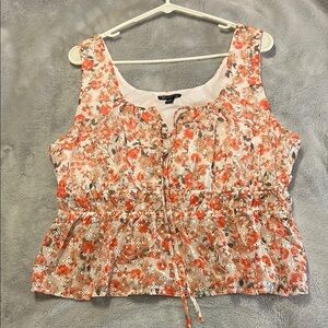 Versona Women’s Floral Sleeveless Top - Orange and White. NWOT Size Large